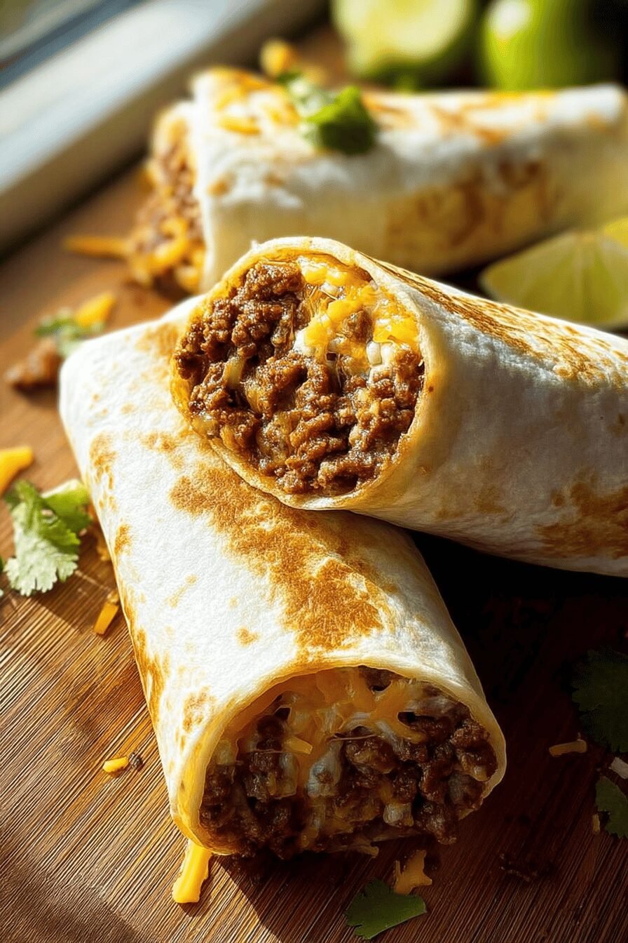 Beef And Cheese Stuffed Burritos