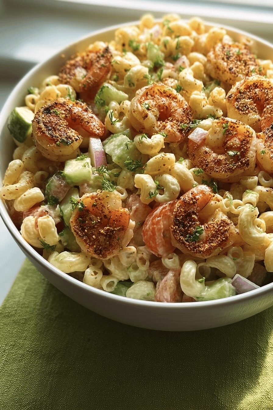 Grilled Shrimp Macaroni Salad