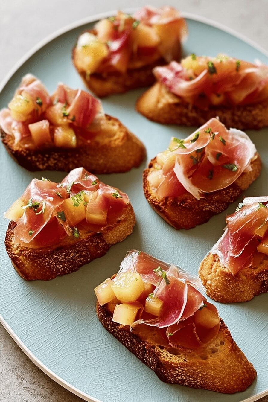 Prosciutto Crostini With Garlic Shrimp And Balsamic Glaze For Easy Entertaining 6 Prosciutto Crostini