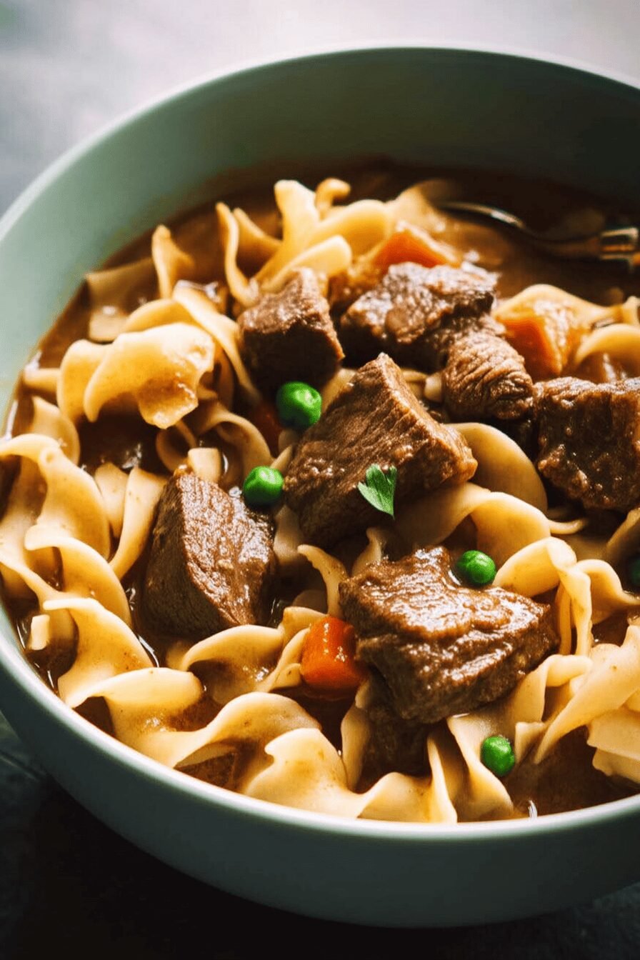 Slow Cooked Beef Noodles Savory Gravy