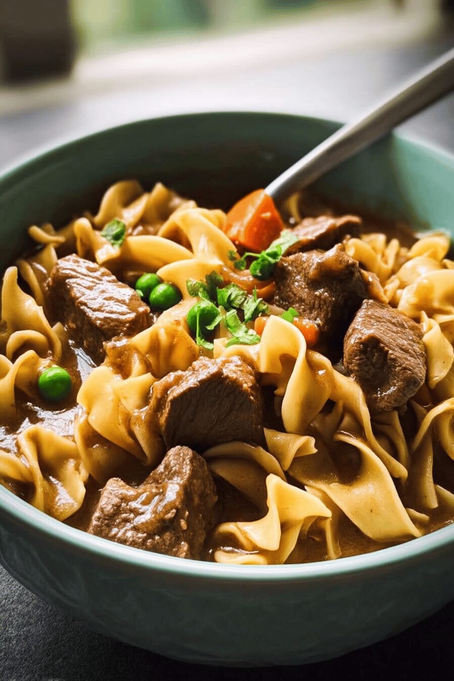 Slow Cooked Beef Noodles Savory Gravy