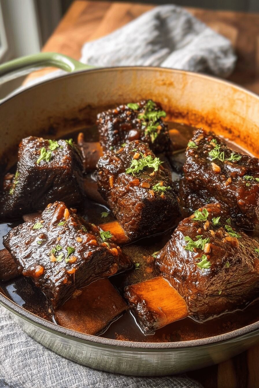 Slow Cooked Honey Bourbon Glazed Short Ribs With Shrimp Stir Fry