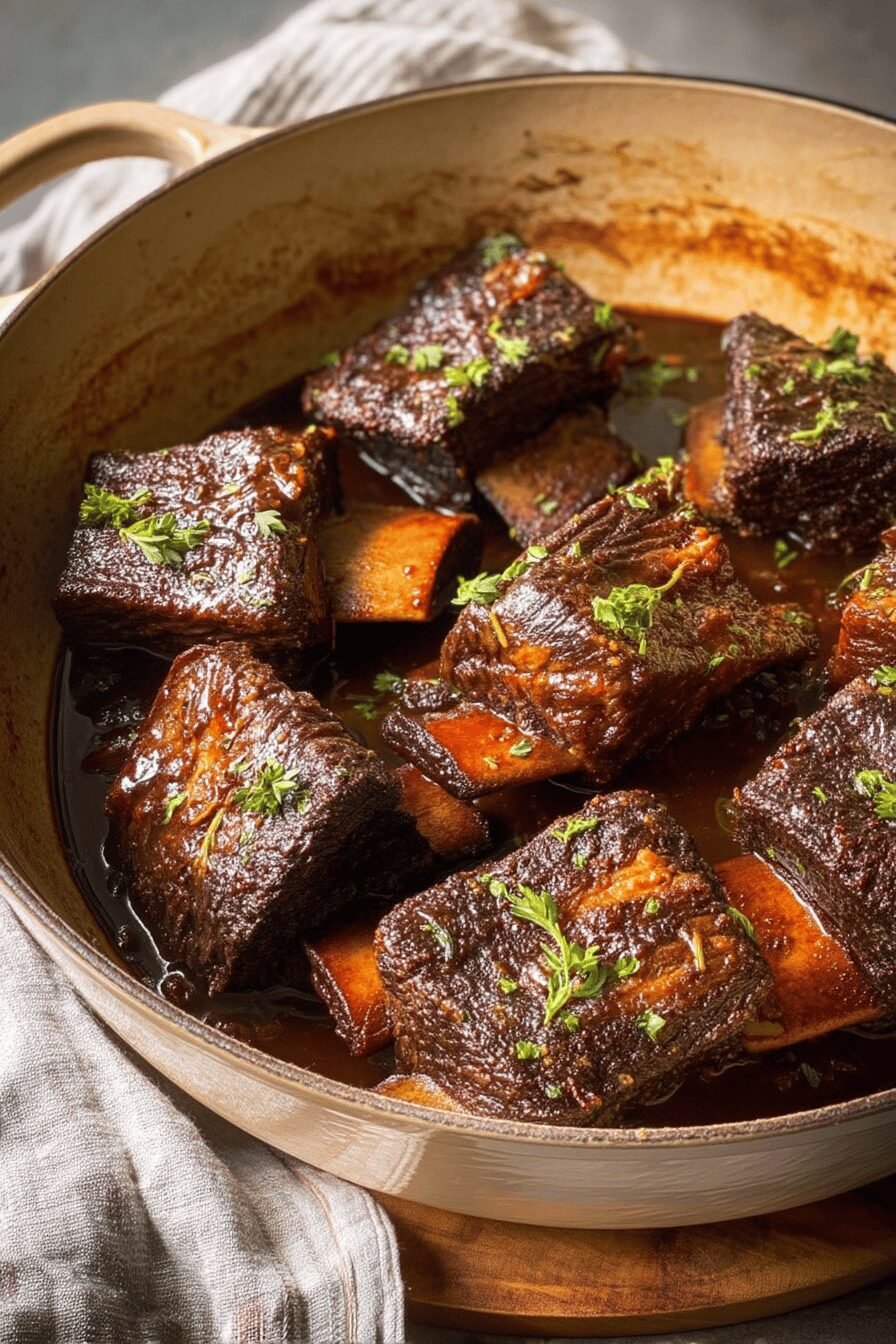 Slow Cooked Honey Bourbon Glazed Short Ribs With Garlic Shrimp Stir Fry On The Side 7 Slow Cooked Honey Bourbon Glazed Short Ribs