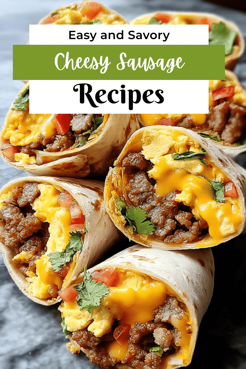 Cheesy Sausage Breakfast Burritos