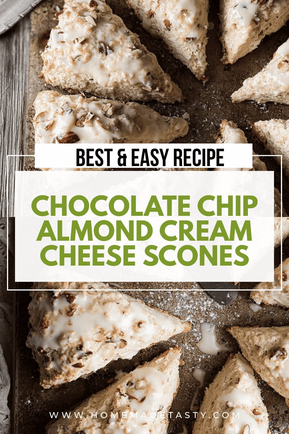 Chocolate Chip Almond Cream Cheese Scones