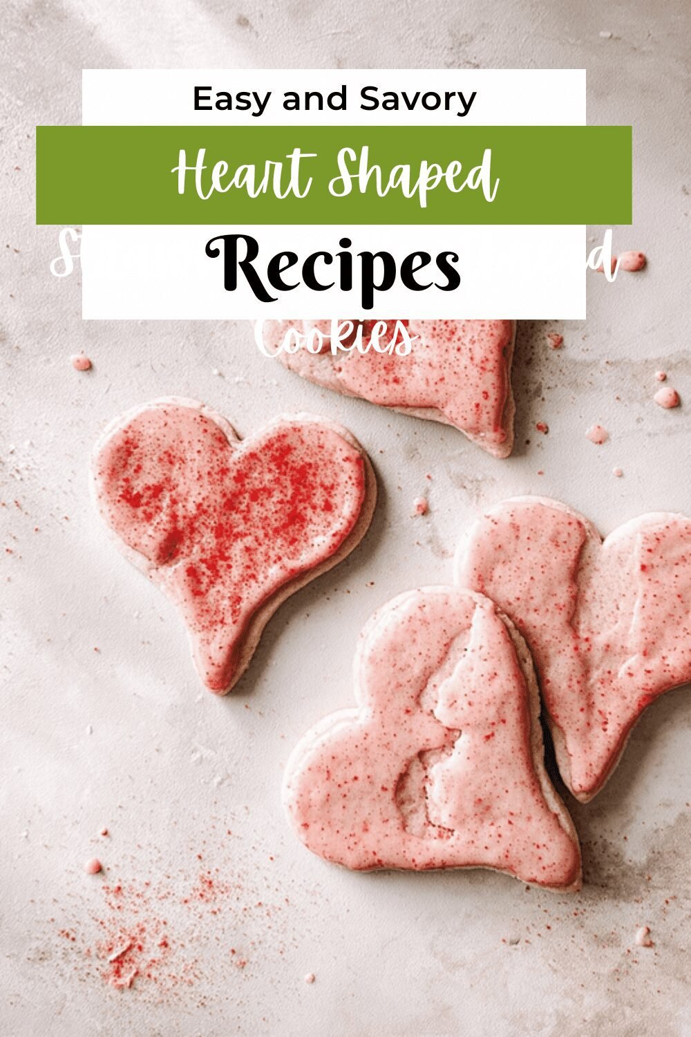 Heart Shaped Strawberry Shortbread Cookies