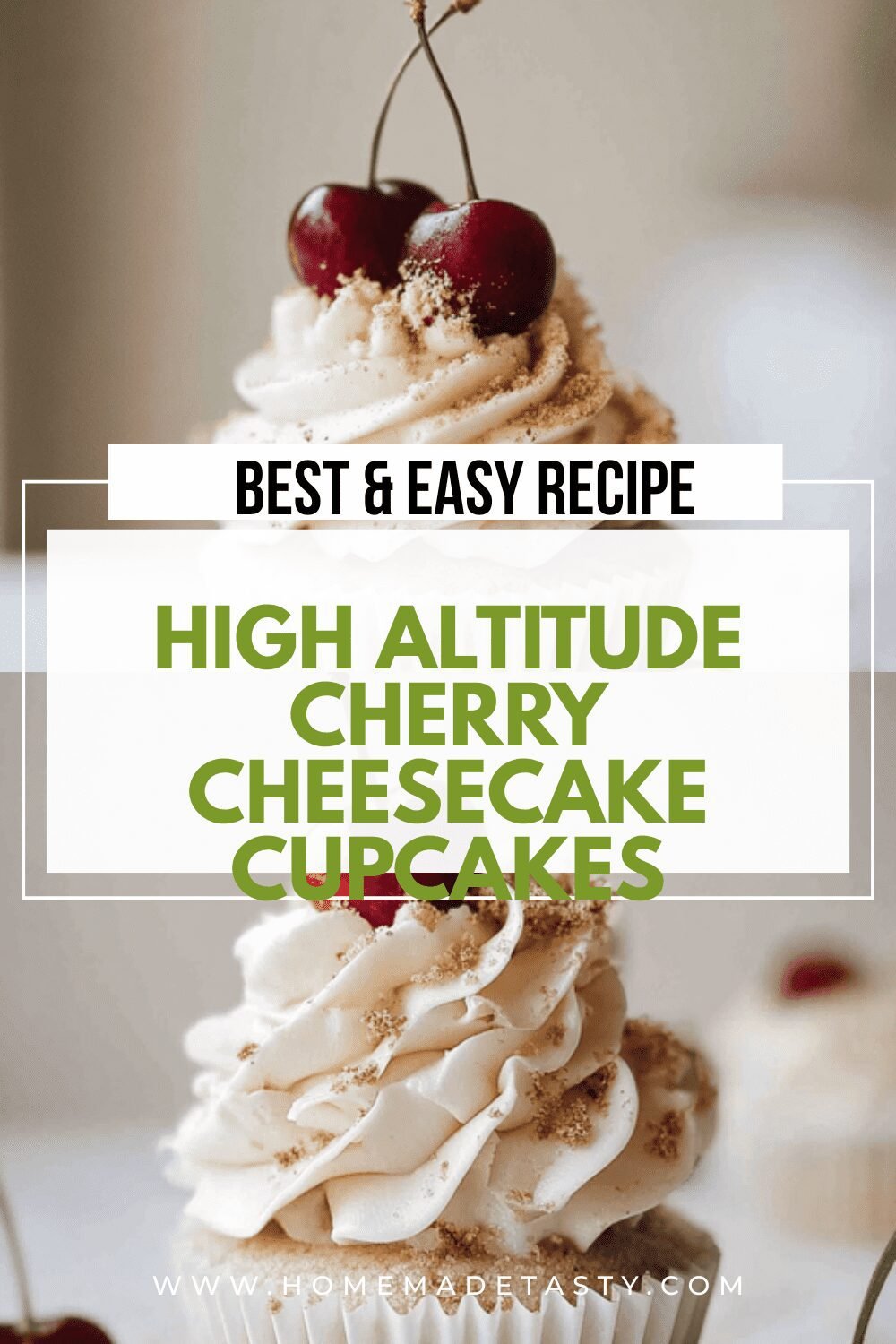 High Altitude Cherry Cheesecake Cupcakes