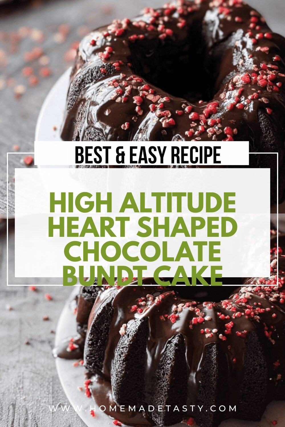 High Altitude Heart Shaped Chocolate Bundt Cake