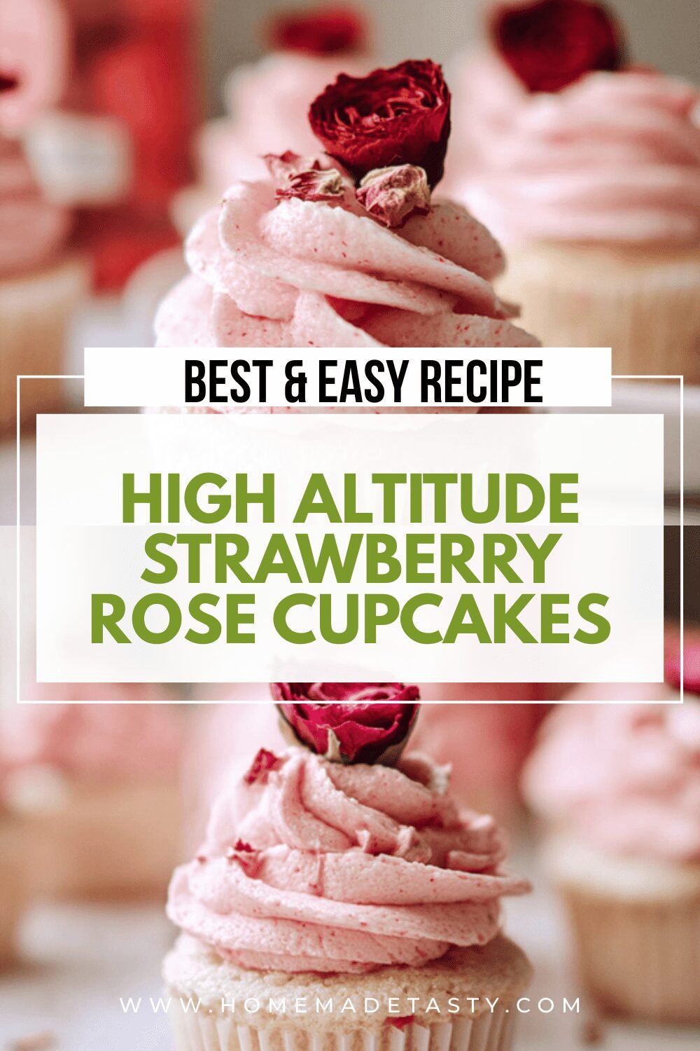 High Altitude Strawberry Rose Cupcakes