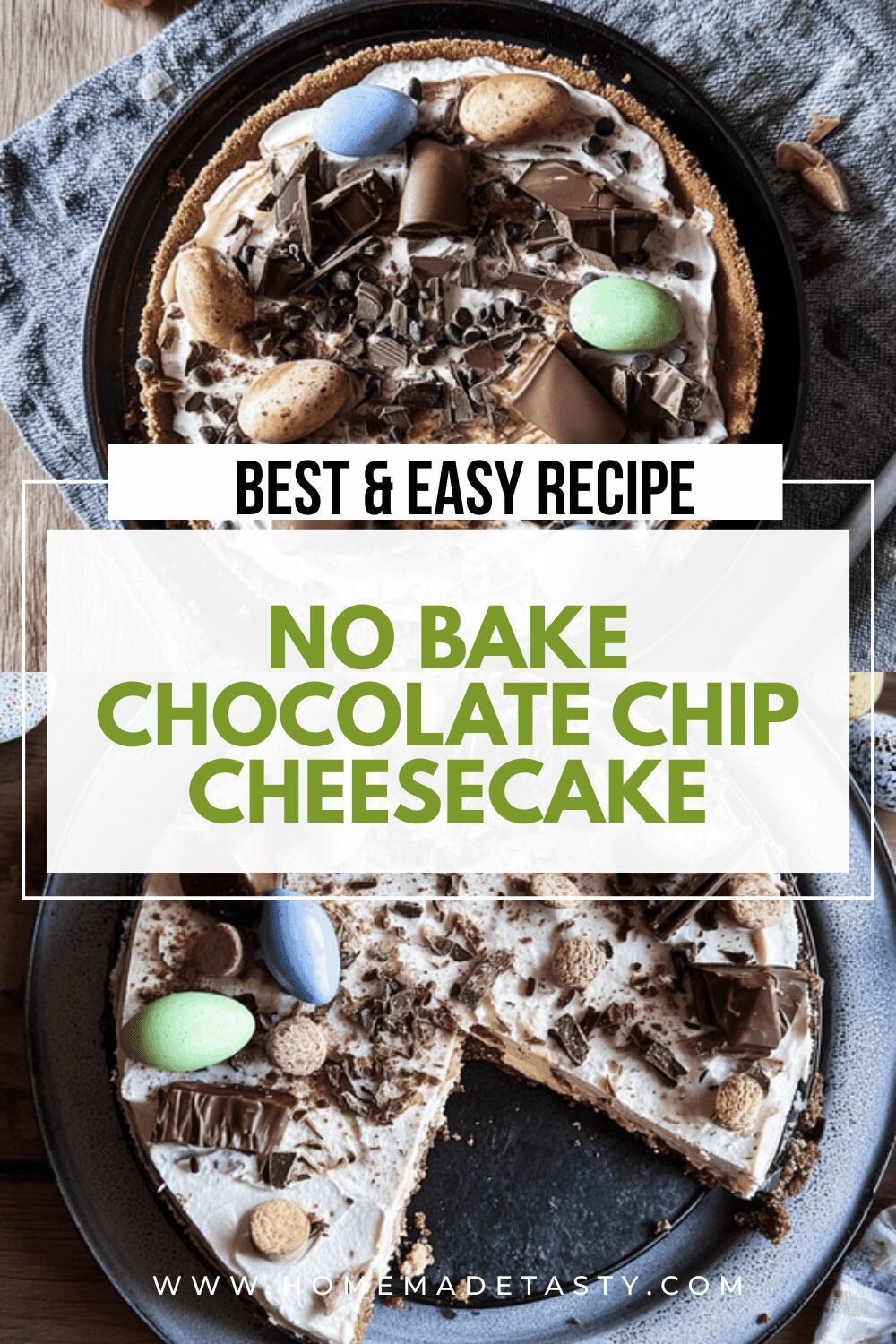 No Bake Chocolate Chip Cheesecake