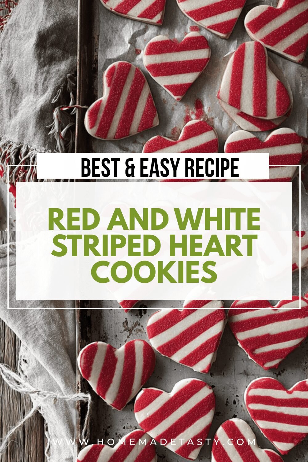 Red And White Striped Heart Cookies