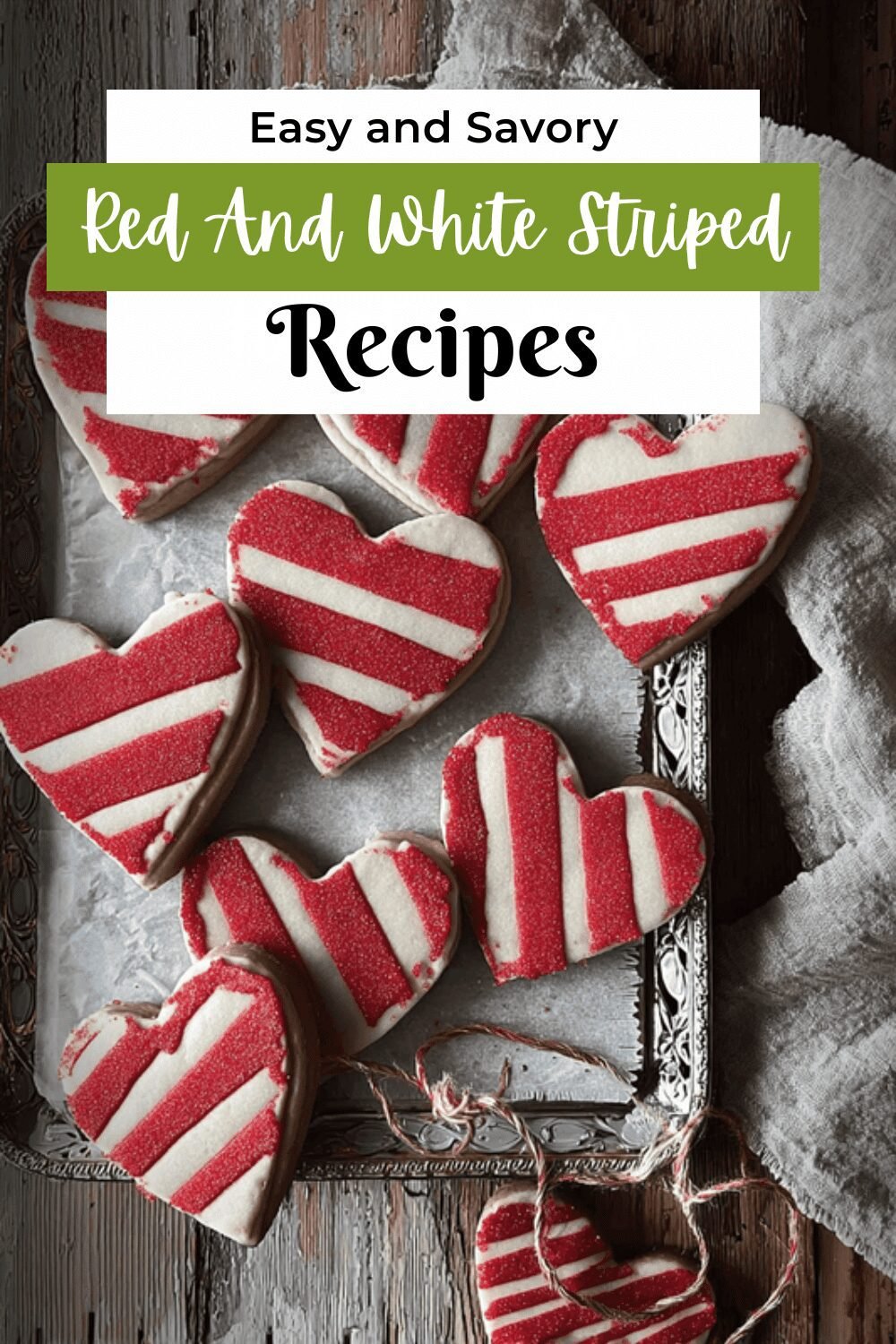 Red And White Striped Heart Cookies