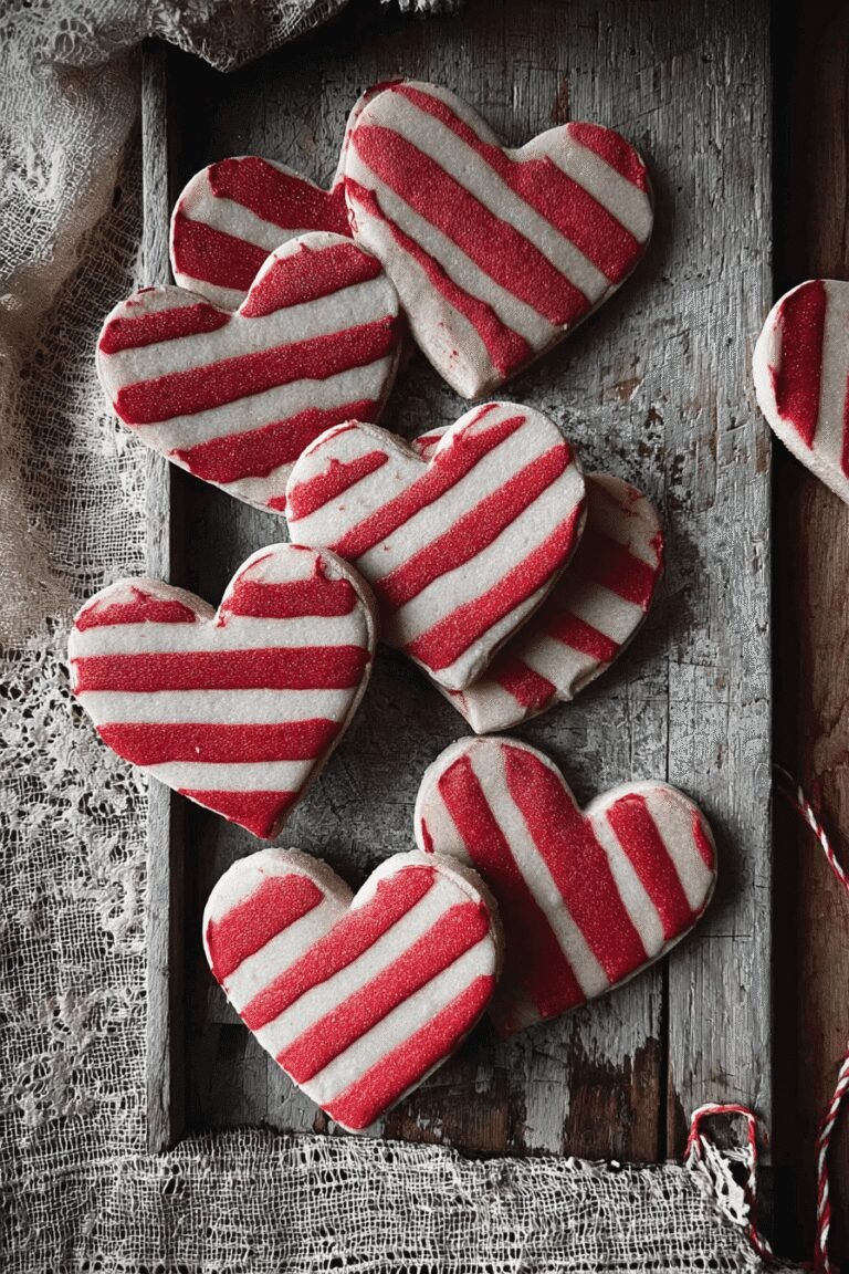 Red And White Striped Heart Cookies 3.Png