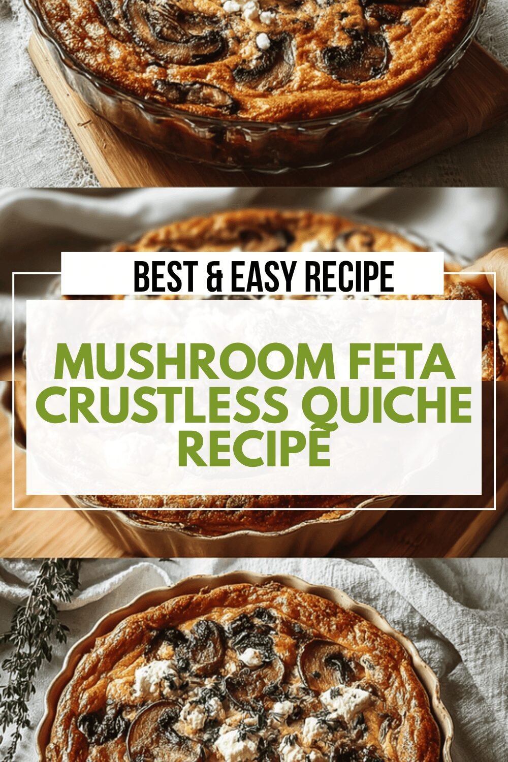Mushroom Feta Crustless Quiche Recipe
