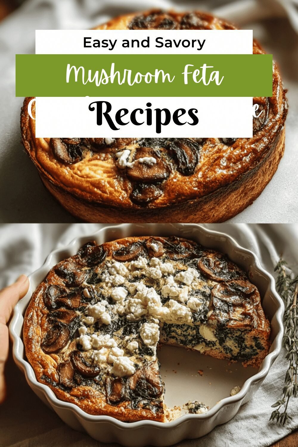 Mushroom Feta Crustless Quiche Recipe