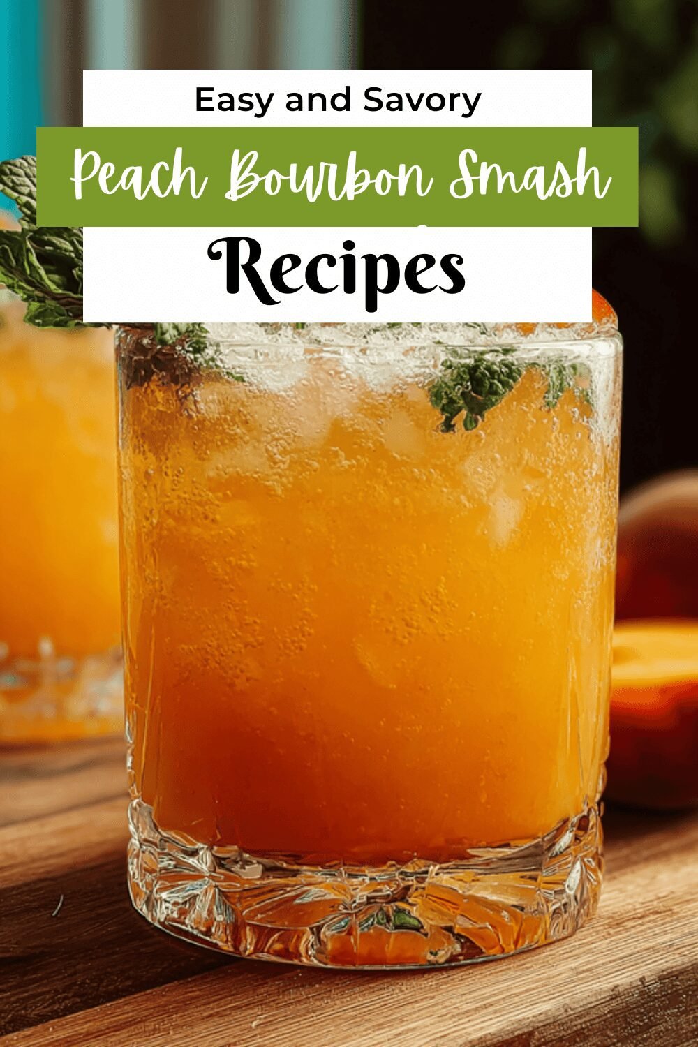 Peach Bourbon Smash Cocktail