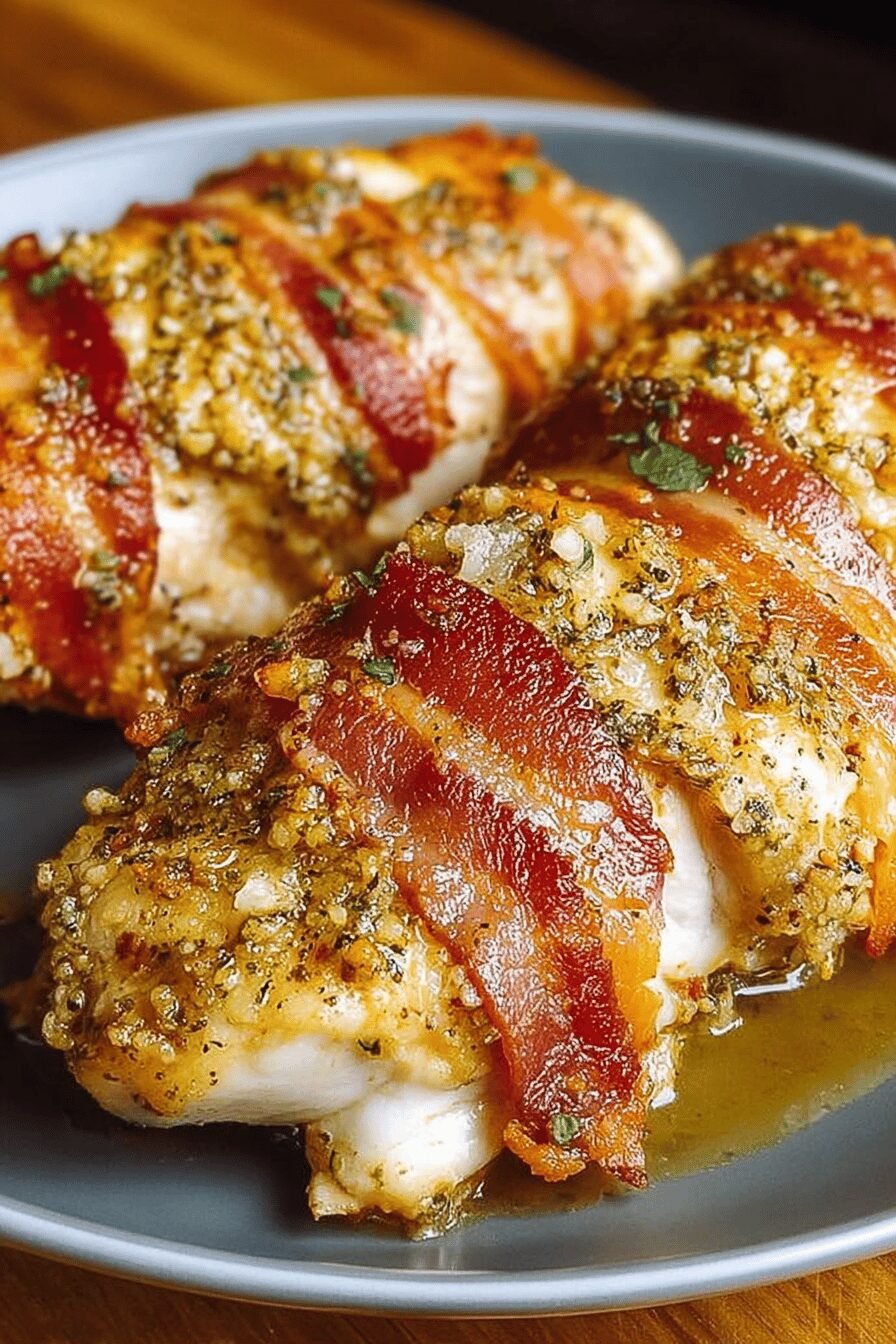 Bacon Wrapped Parmesan Chicken Recipe With Crispy Crust 6 Bacon Garlic Parmesan Chicken