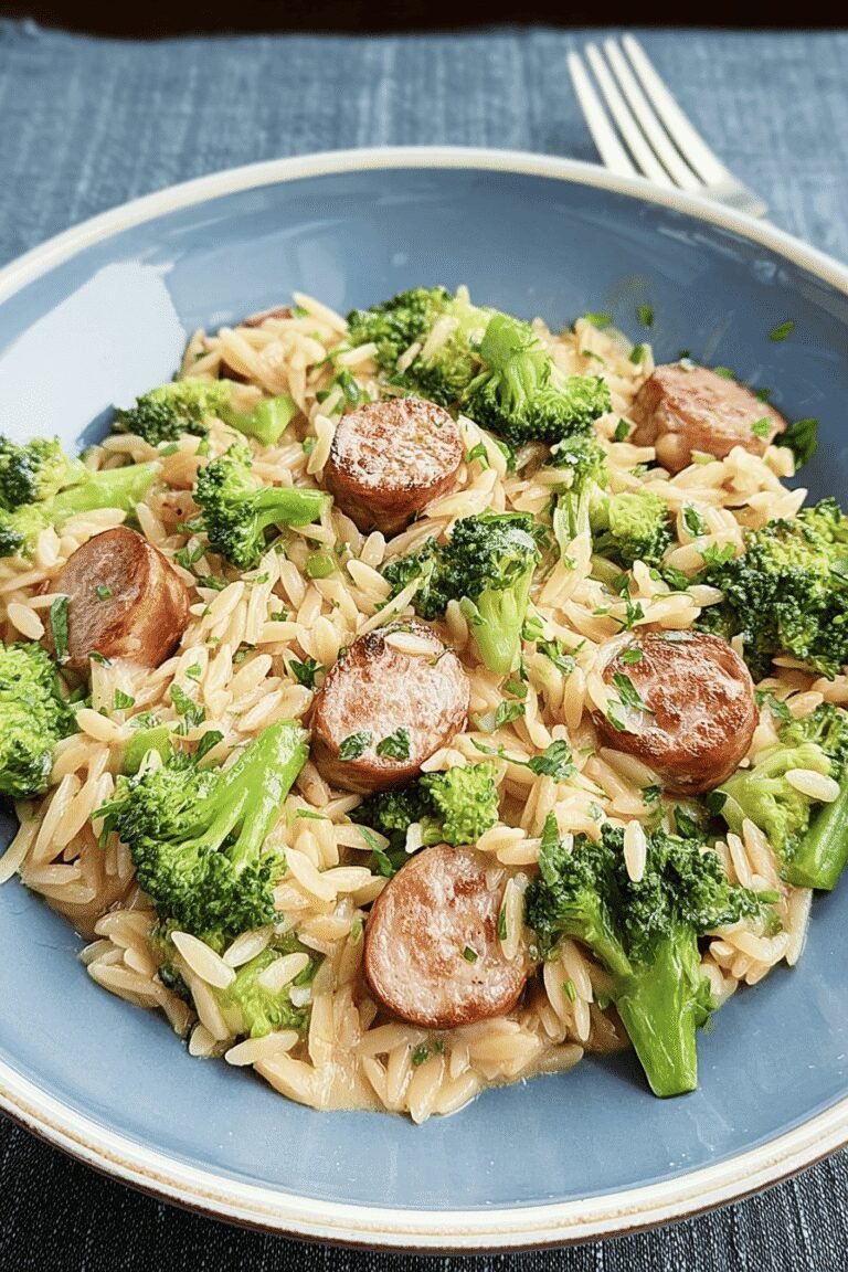 Chicken Sausage Broccoli Orzo Skillet 23.Png