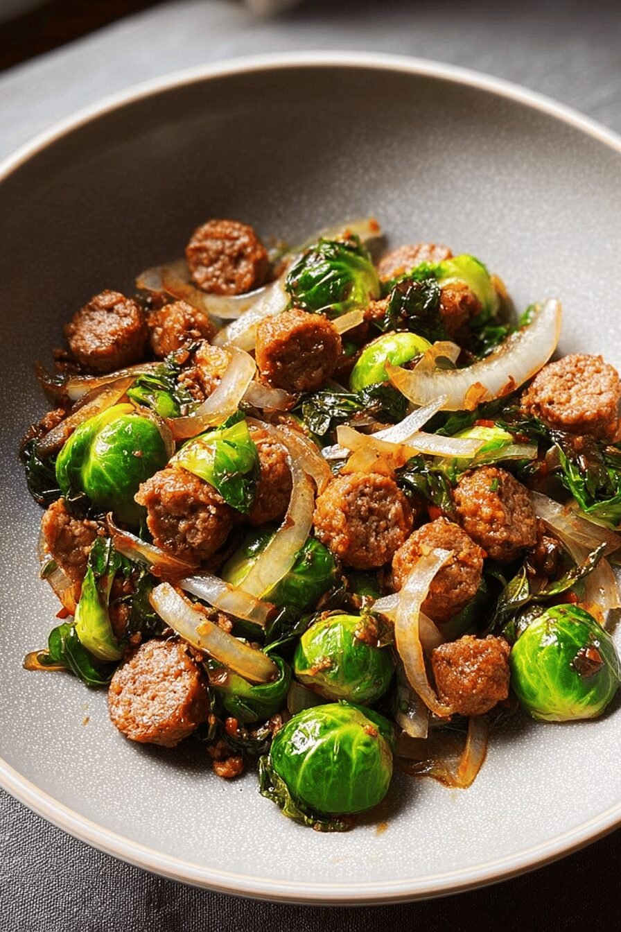Brussels Sprouts Stir Fry With Chinese Sausage And Savory Flavors 6 Five Spice Brussels Sausage Stirfry