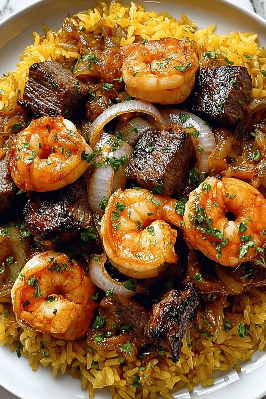 Jerk Steak Shrimp Pilaf
