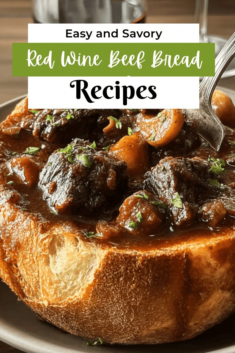 Red Wine-Braised Beef With French Onion Soup Served In Bread Bowl 7 Red Wine Beef Bread Bowls