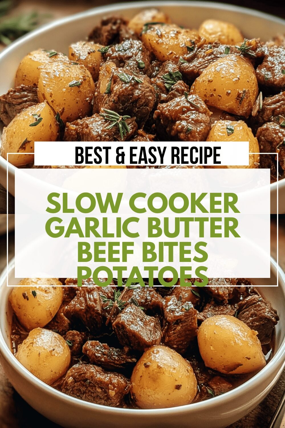Slow Cooker Garlic Butter Beef Bites Potatoes