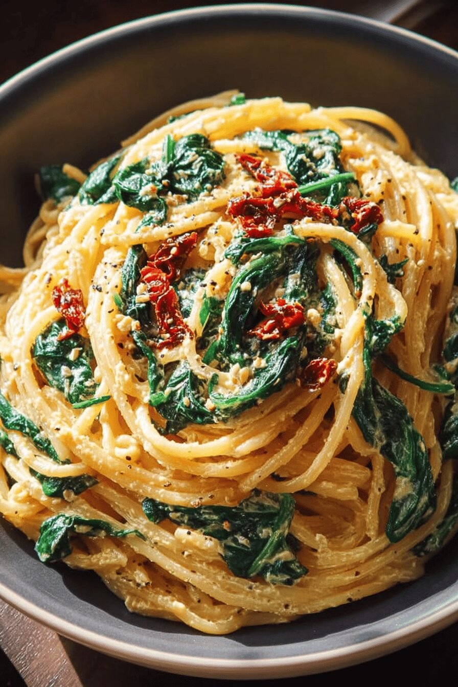 Spaghetti Spinach Sundried Cream