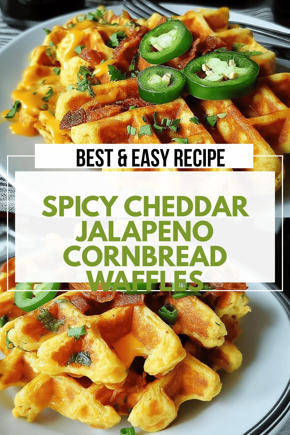 Spicy Cheddar Jalapeno Cornbread Waffles