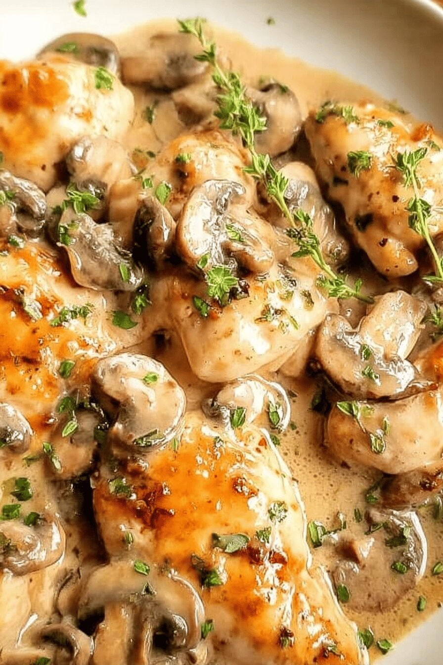 Mushroom Asiago Chicken Recipe With Creamy Garlic Sauce 6 Asiago Chicken Mushrooms