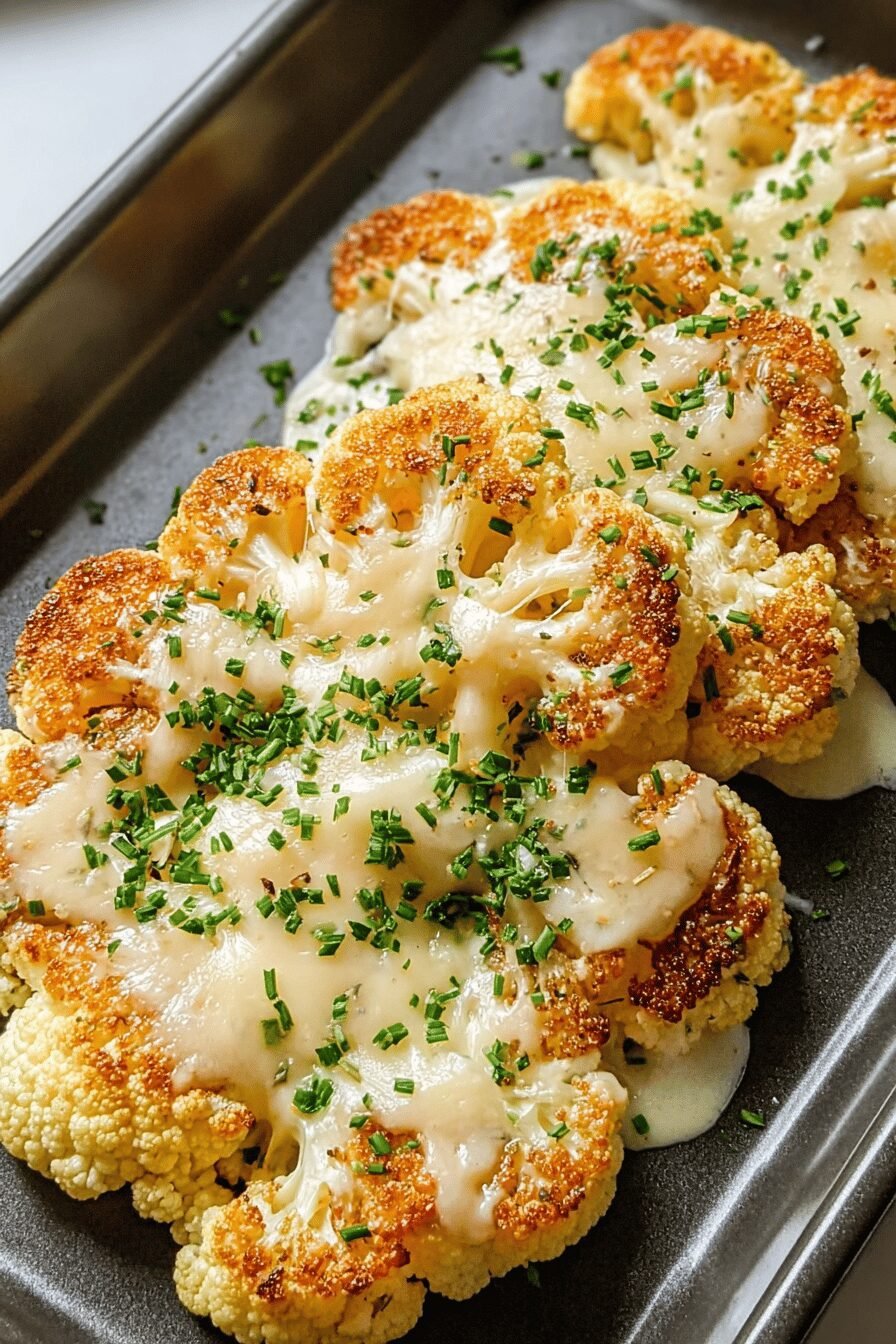 Cheesy Cauliflower Steaks Recipe With Melted Cheese Topping 6 Cheesy Cauliflower Steaks