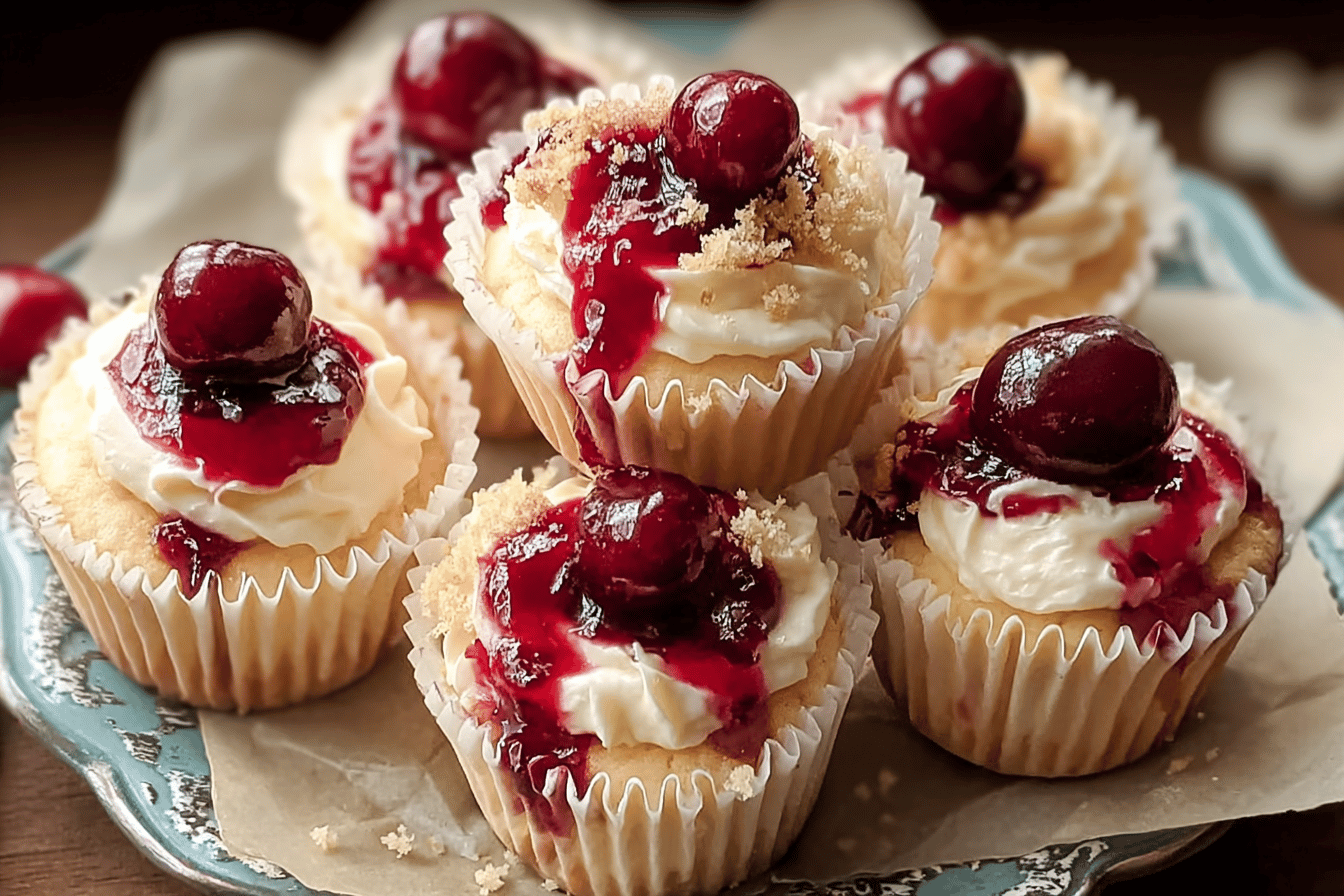 Cherry Cheesecake Cupcakes With Sweet Cherry Topping Recipe 6 Cherry Cheesecake Cupcakes