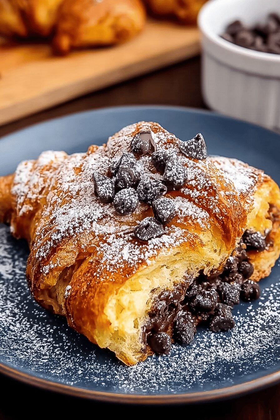 Chocolate Croissant French Toast Recipe With Gooey Chocolate Filling 6 Chocolate Croissant French Toast