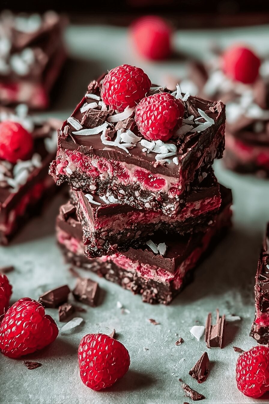 Chocolate Raspberry Coconut Slices Vegan Gluten Free Recipe 6 Chocolate Raspberry Coconut Slices