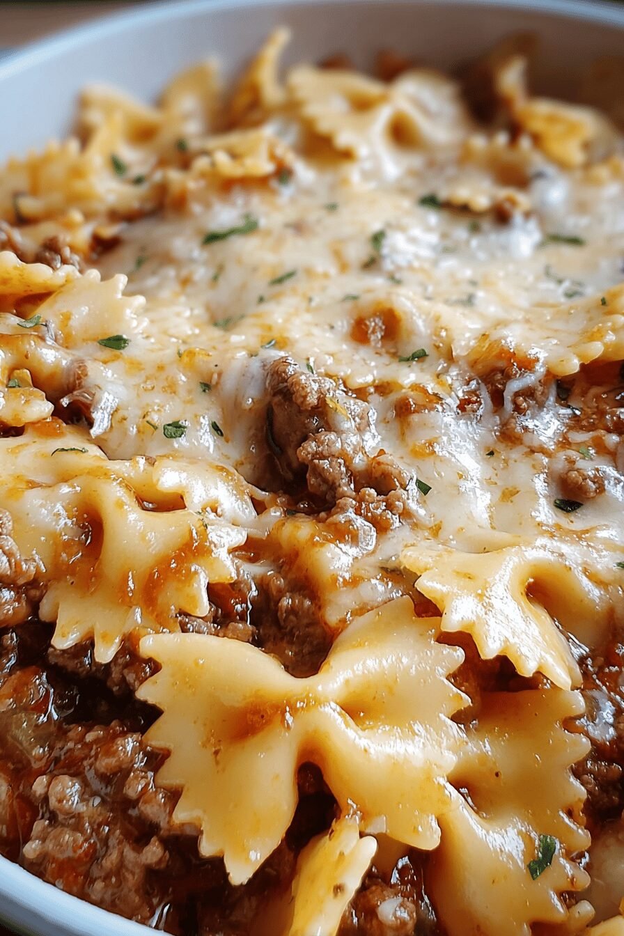 Creamy Beef Bowtie Pasta