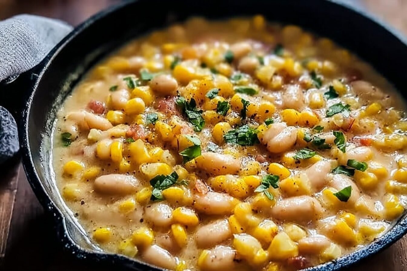 White Bean Skillet With Fresh Corn And Basil Recipe 6 Creamy Corn White Bean Skillet
