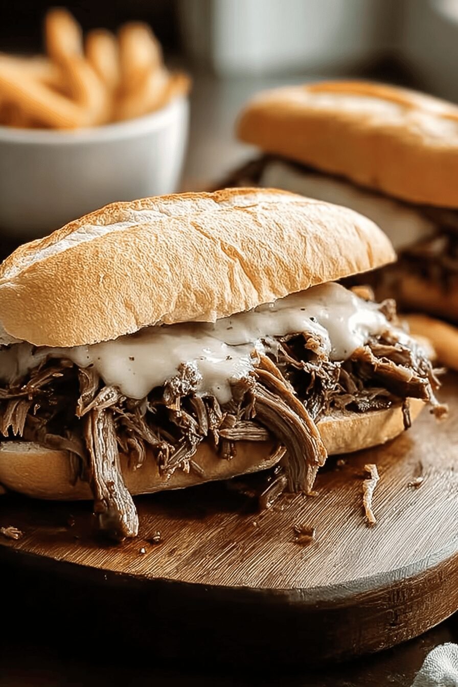 Slow Cooker French Dip Sandwich Recipe With Tender Beef And Savory Au Jus 6 French Dip Sandwiches