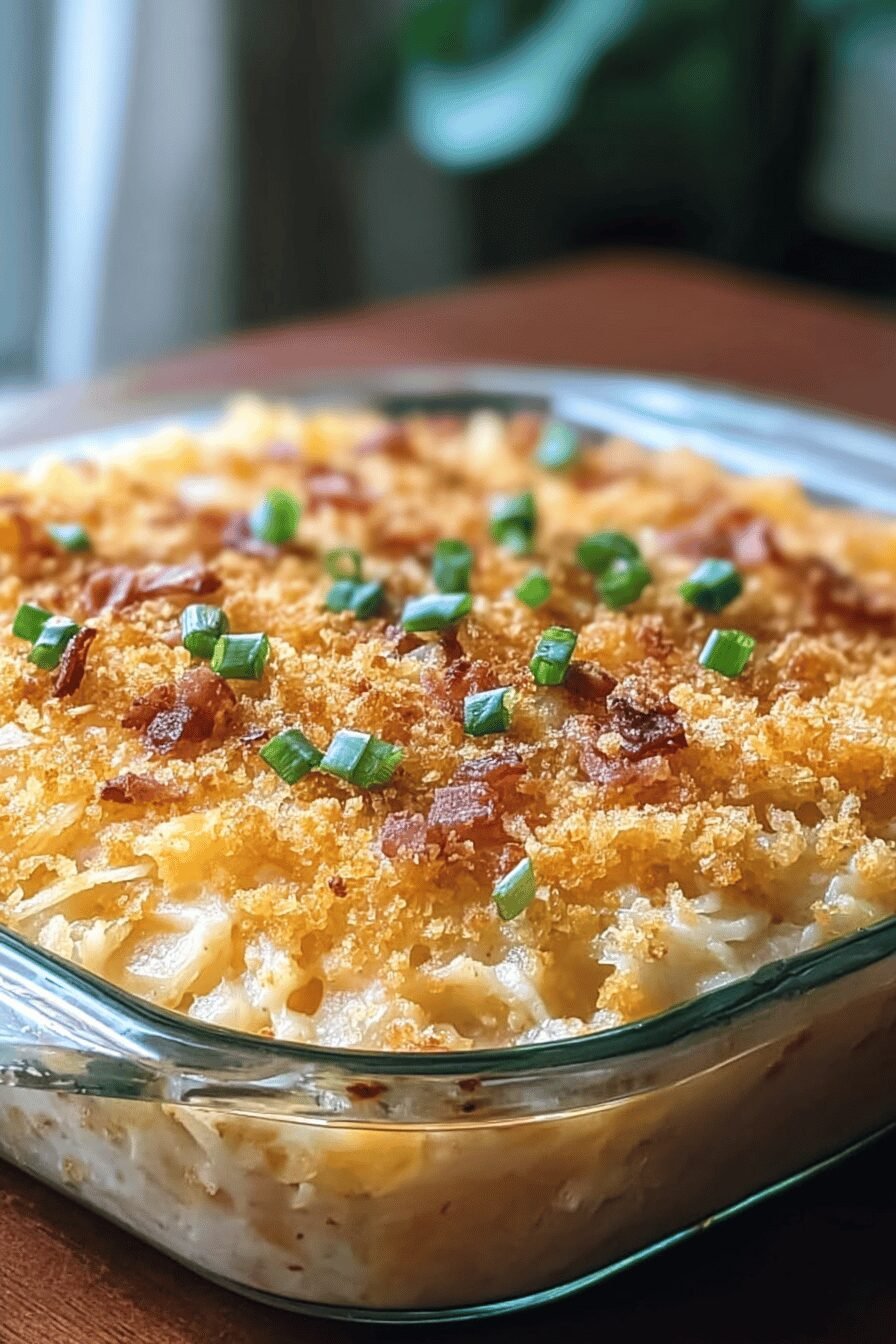 French Onion Hashbrown Casserole Recipe With Savory Cheese Topping 6 French Onion Hashbrown Casserole