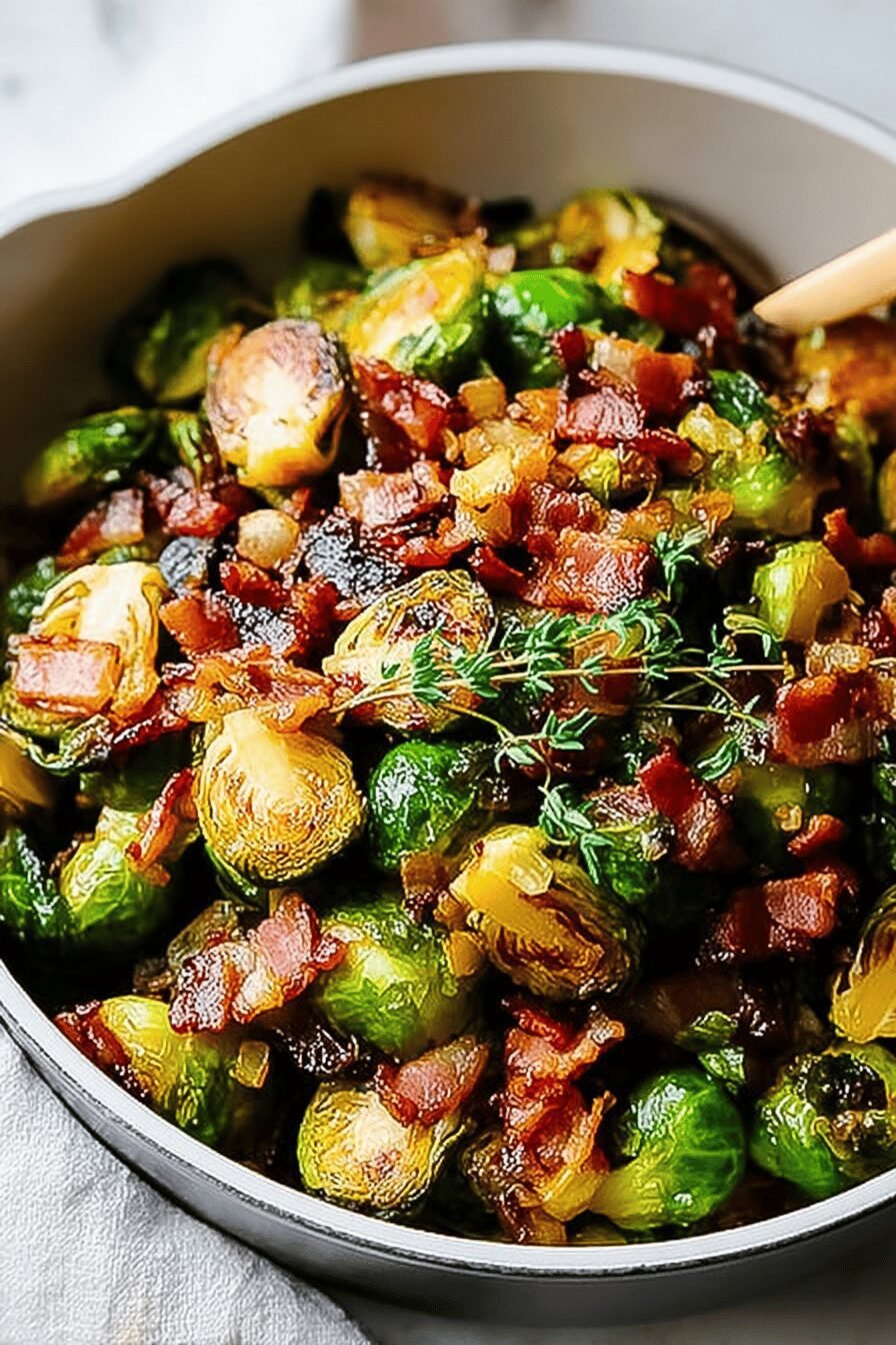 Crispy Brussels Sprouts With Honey Glaze And Bacon Bits 6 Honey Bacon Brussels Sprouts