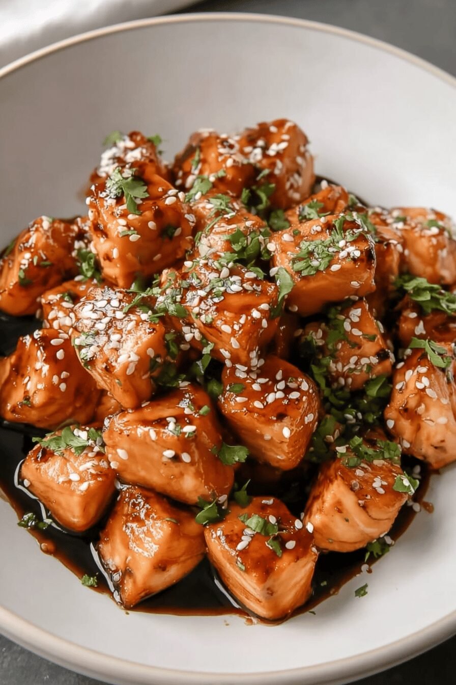 Honey Garlic Salmon Bites