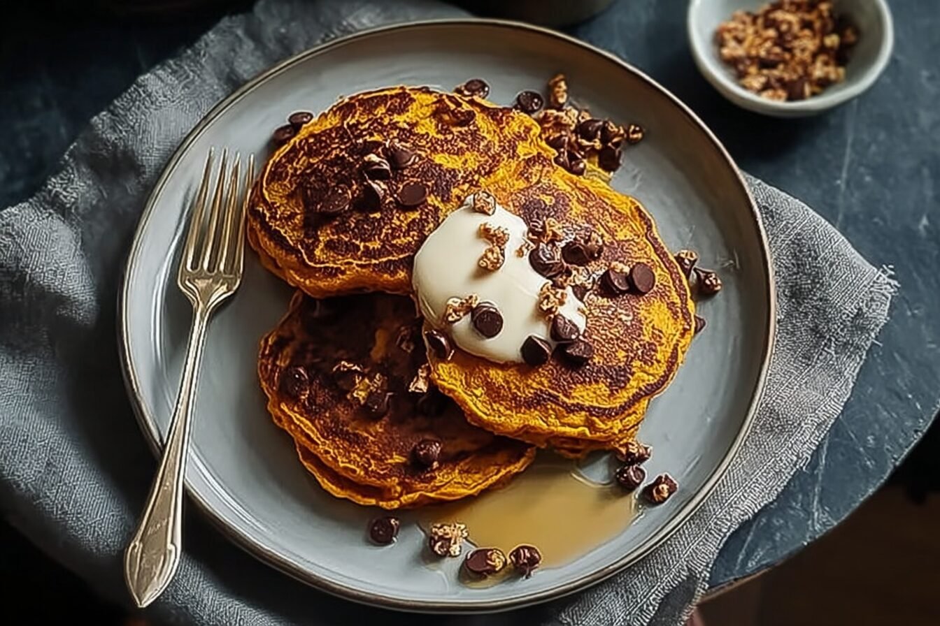 Pumpkin Chocolate Chip Pancakes
