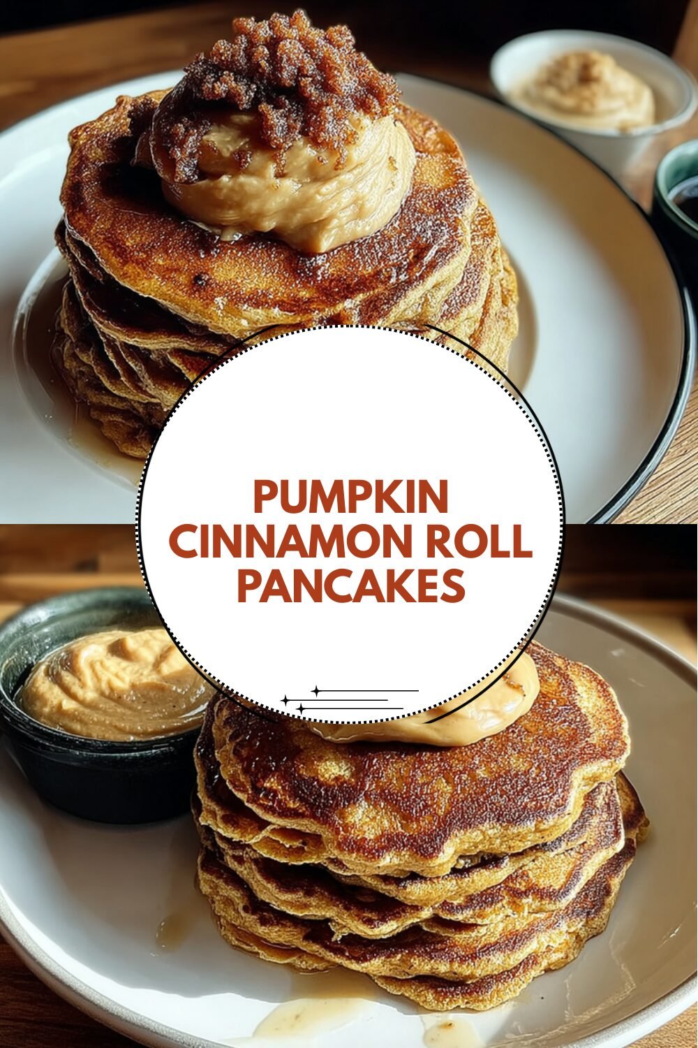 Pumpkin Cinnamon Roll Pancakes