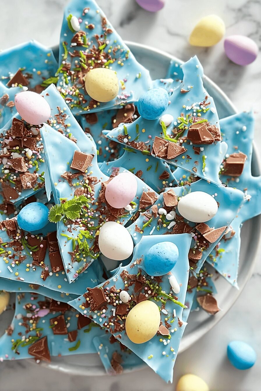 Robin Egg Easter Bark Recipe With Creamy White Chocolate And Candy Eggs 6 Robin Egg Easter Bark
