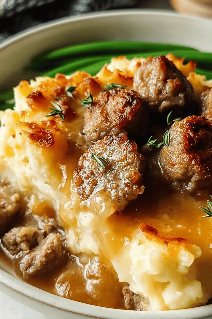 Sausage And Mash Pie Recipe With Creamy Potato Topping 6 Sausage Mash Pie