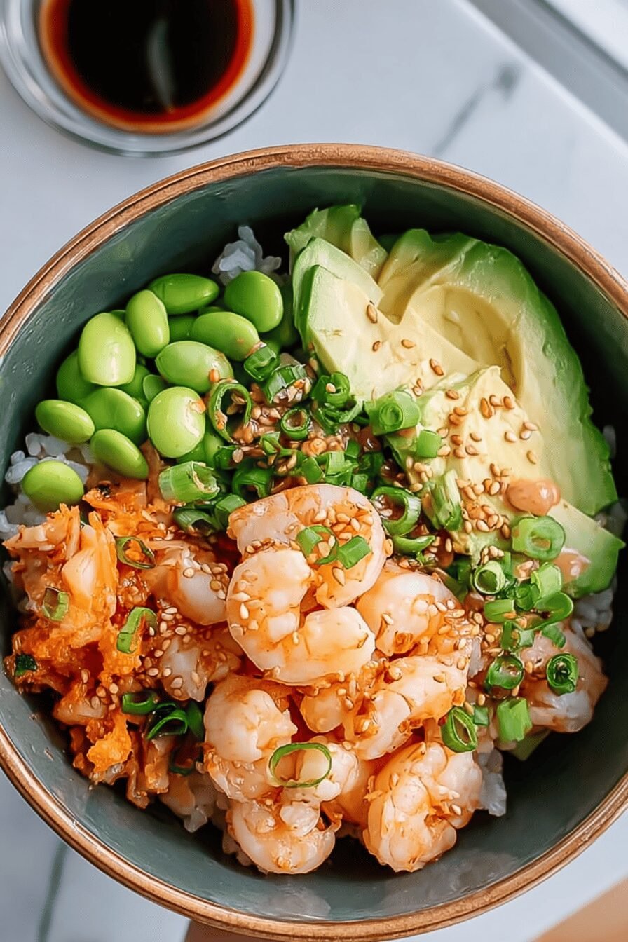 Shrimp Poke Bowl Recipe With Fresh Ingredients And Tangy Sauces 6 Shrimp Poke Bowl