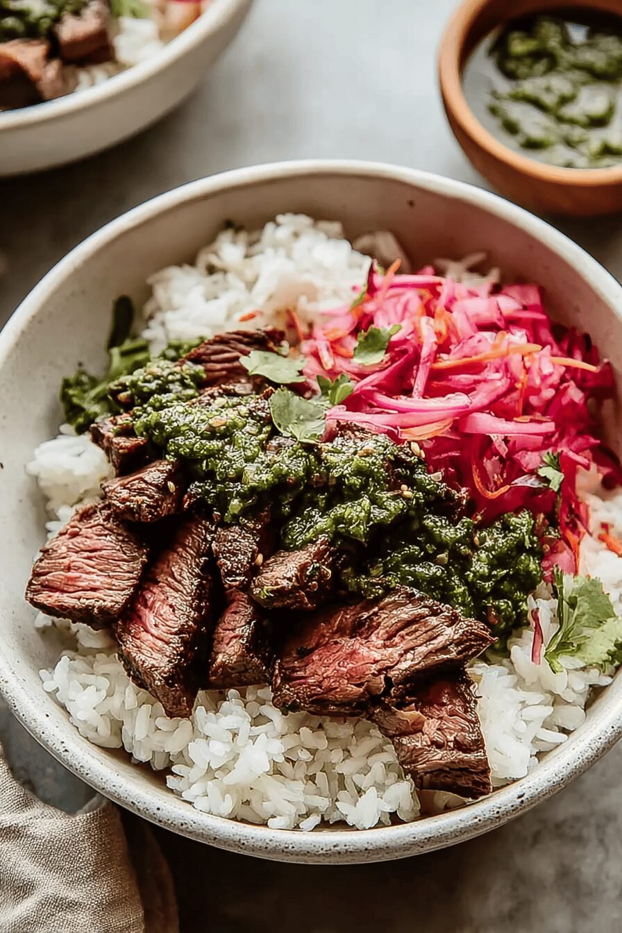 Skirt Steak Rice Bowls With Fresh Chimichurri Sauce Recipe 6 Skirt Steak Rice Bowls