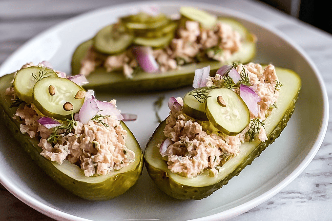 Tuna Pickle Boats Recipe For A Fresh And Tangy Snack 6 Tuna Pickle Boats