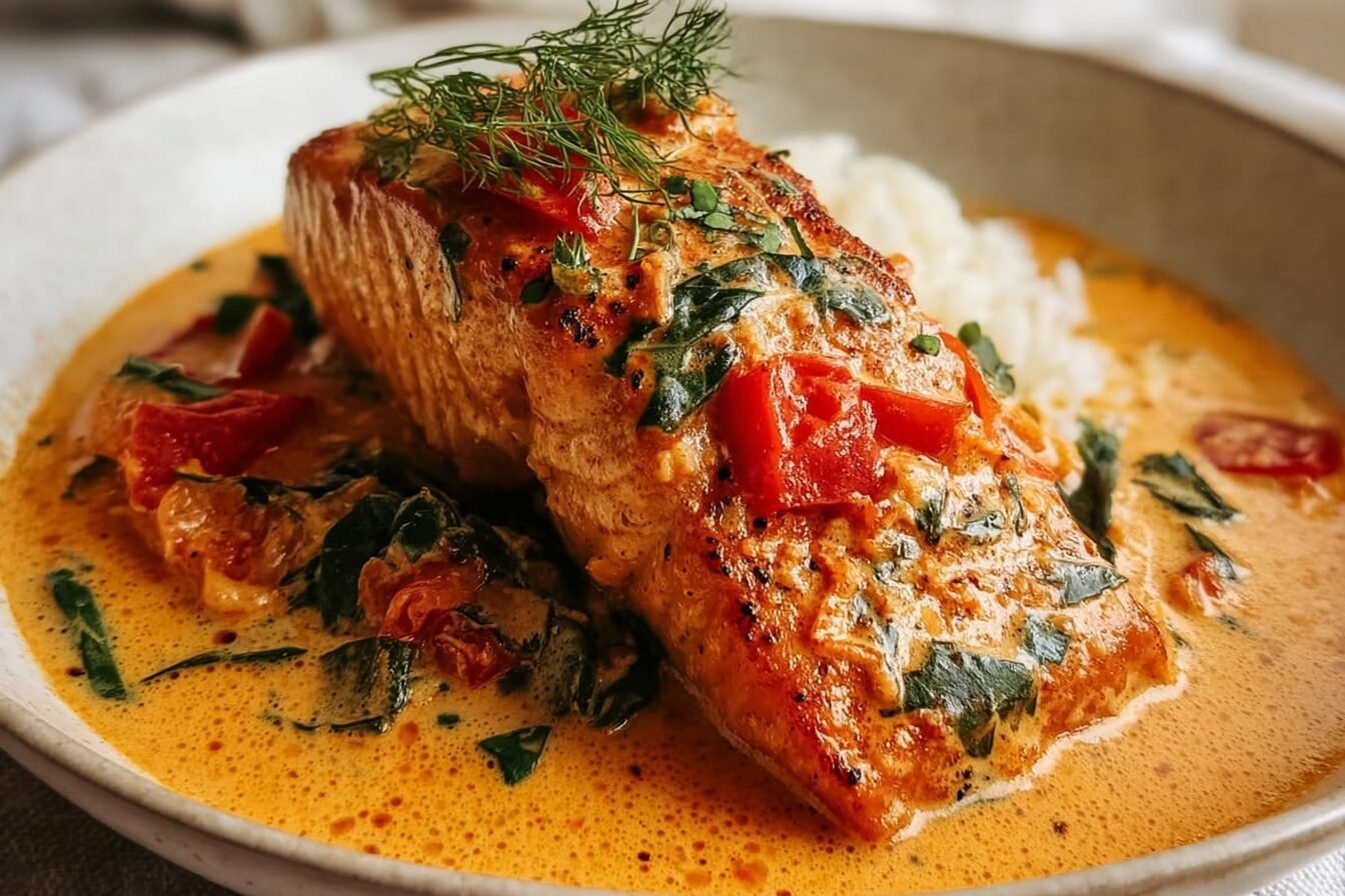 Creamy Roasted Red Pepper Salmon