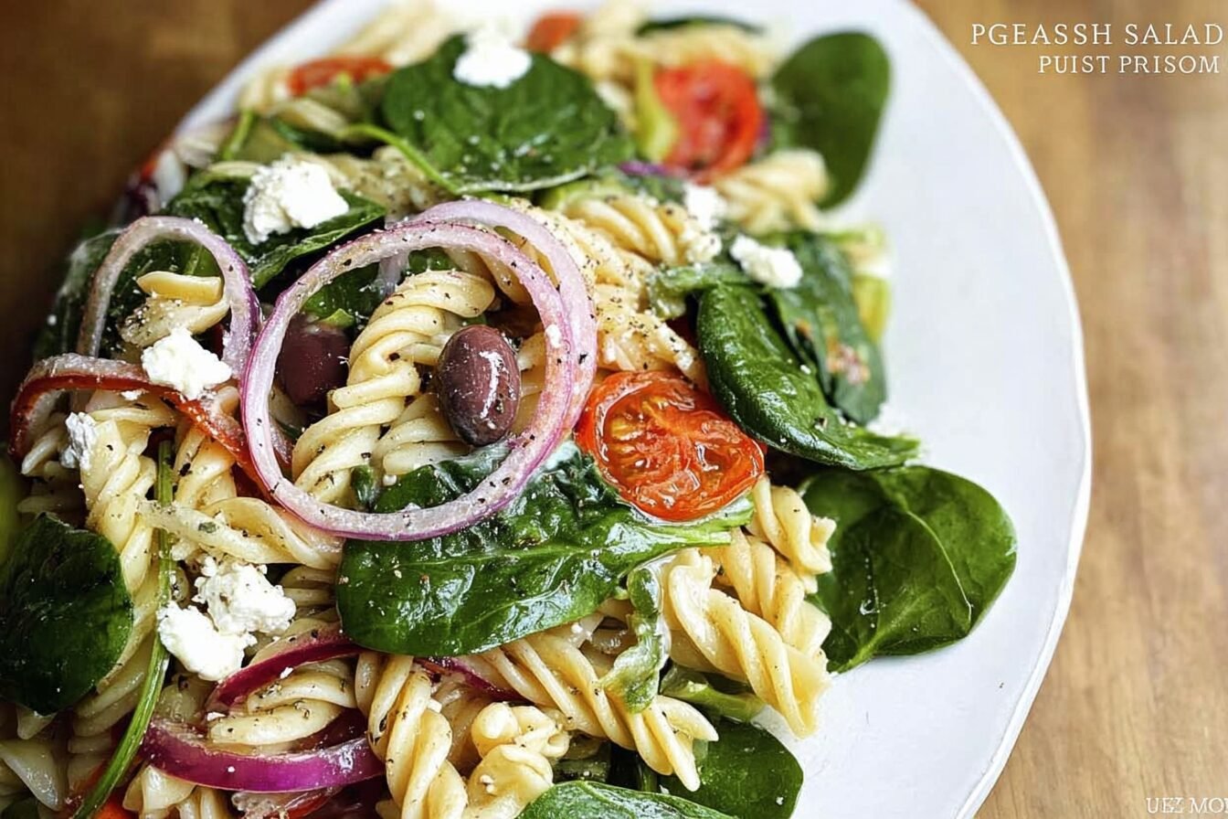 Greek Spinach Pasta Salad Easy Mediterranean Recipe 6 Greek Spinach Pasta Salad