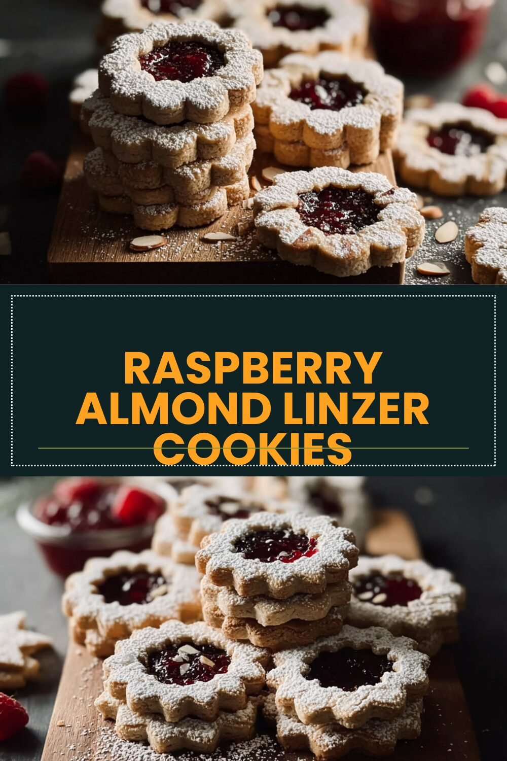 Raspberry Almond Linzer Cookies