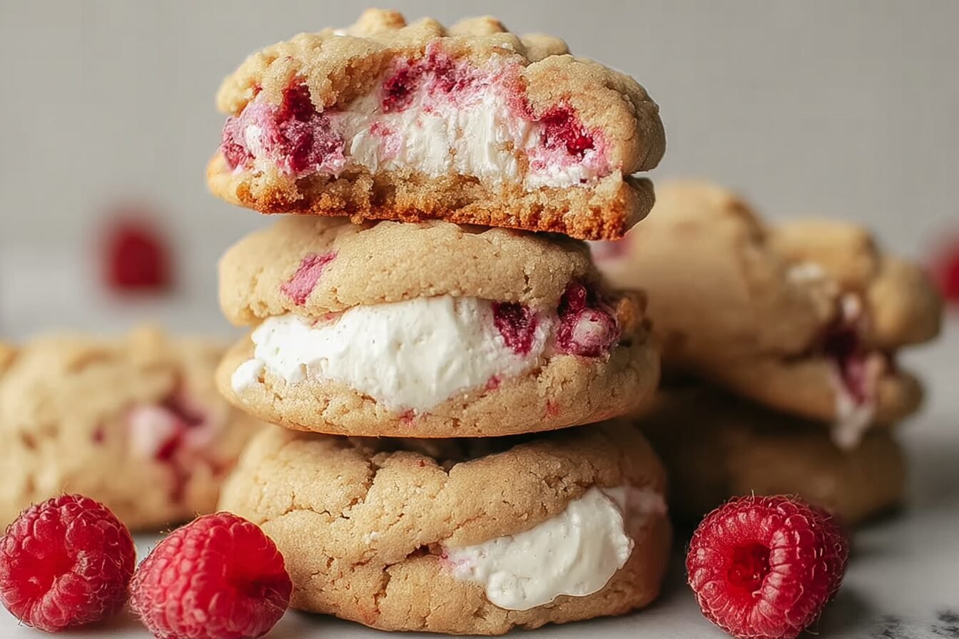 Raspberry Cheesecake Stuffed Cookies